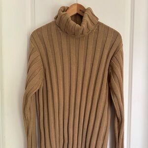 vintage GAP tan wide ribbed cotton turtleneck Large